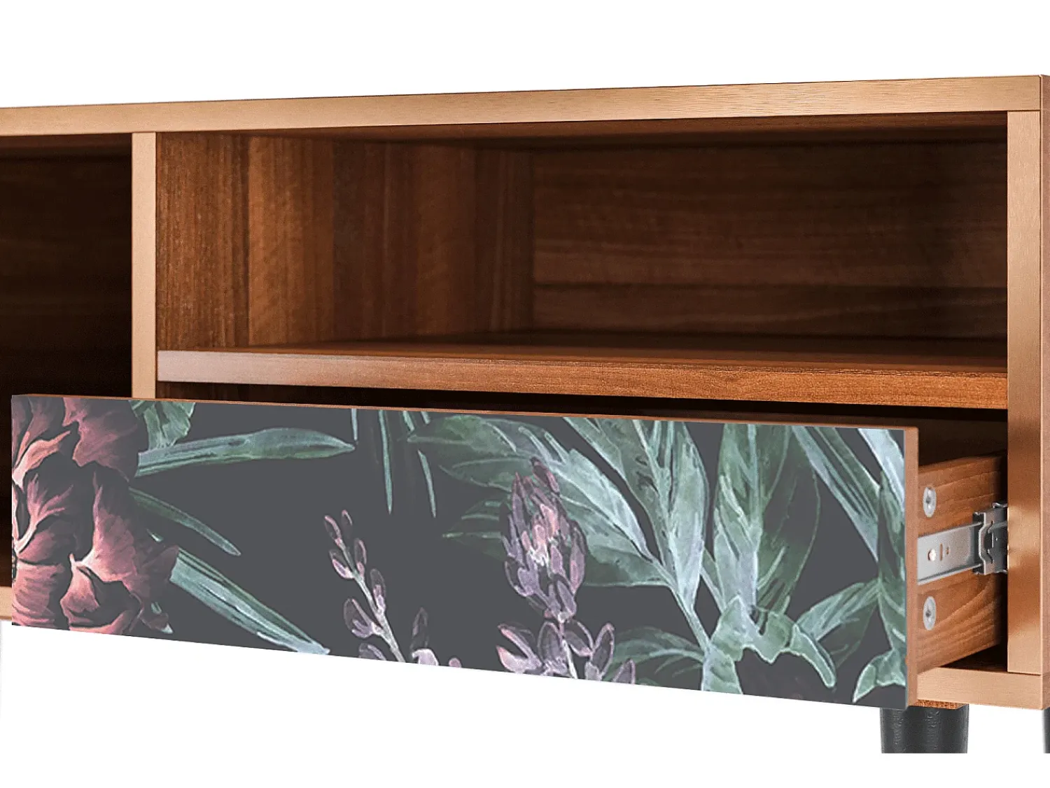 Móvel De Tv* Mueble de TV - 115х59х48 cm - T3 - Dark Peonies, Nogueira Castanho