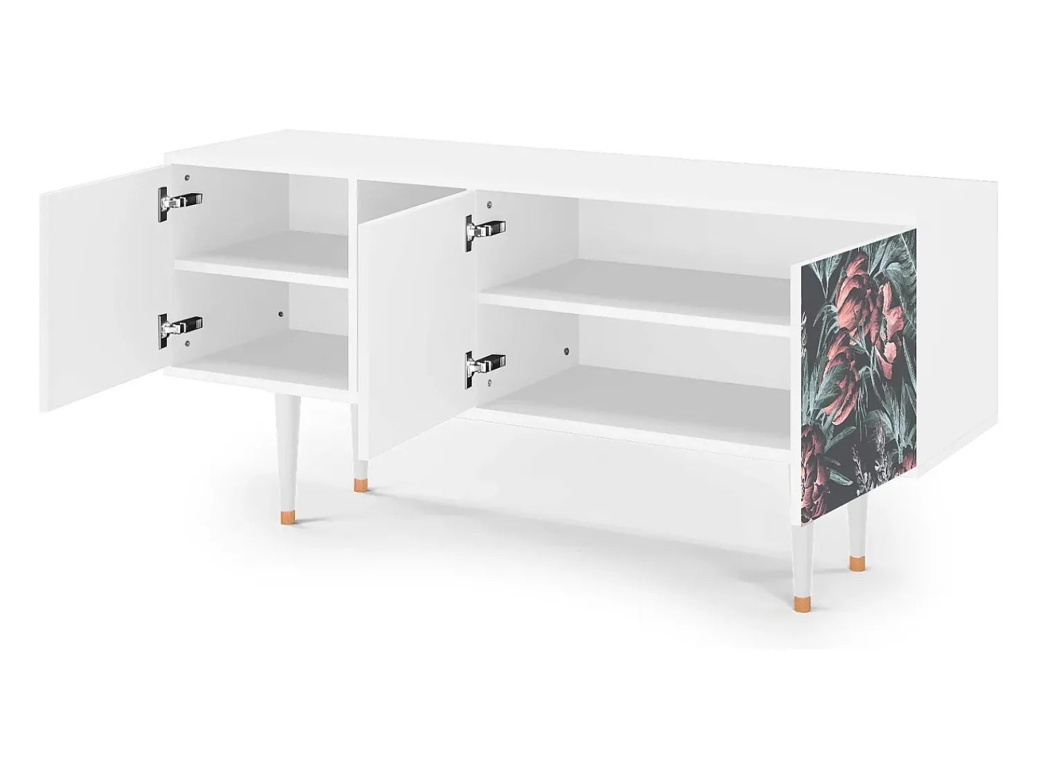 Mueble de TV - 150х69х41 cm - T5 - Dark Peonies, Branco^ Móvel De Tv
