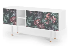 Mueble de TV - 150х69х41 cm - T5 - Dark Peonies, Branco^ Móvel De Tv