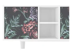 Mueble de TV - 150х69х41 cm - T5 - Dark Peonies, Branco^ Móvel De Tv