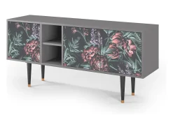 Mueble de TV - 150х69х41 cm - T5 - Dark Peonies, Cinza^ Móvel De Tv