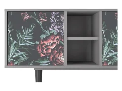 Mueble de TV - 150х69х41 cm - T5 - Dark Peonies, Cinza^ Móvel De Tv