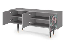 Mueble de TV - 150х69х41 cm - T5 - Dark Peonies, Cinza^ Móvel De Tv