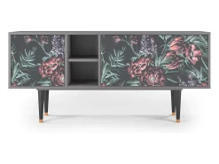 Mueble de TV - 150х69х41 cm - T5 - Dark Peonies, Cinza^ Móvel De Tv