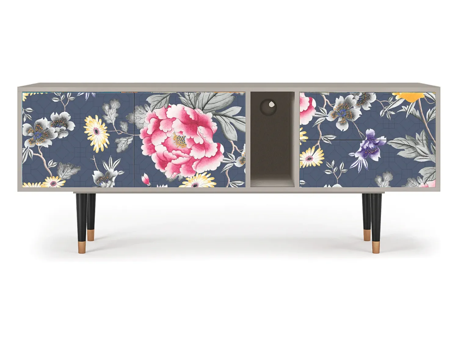 Móvel De Tv| Mueble de TV - 170х69х48 cm - T1 - Dark Flower Bed, Areia Bege