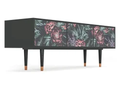 Móvel De Tv* Mueble de TV - 170х59х48 cm - T4 - Dark Peonies, Antracite Cinza antracite