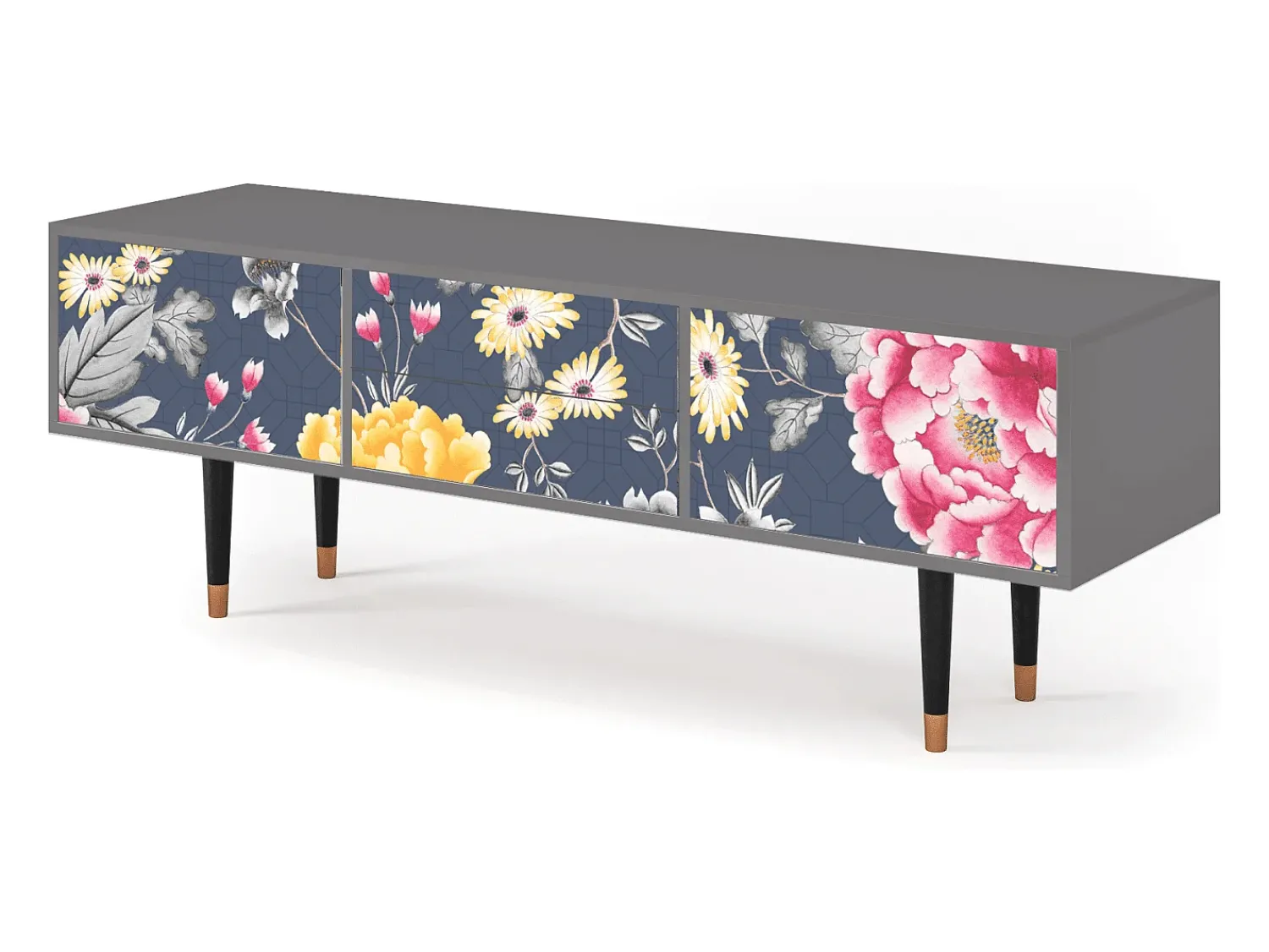 Móvel De Tv* Mueble de TV - 170х59х48 cm - T4 - Dark Flower Bed, Cinza Cinzento