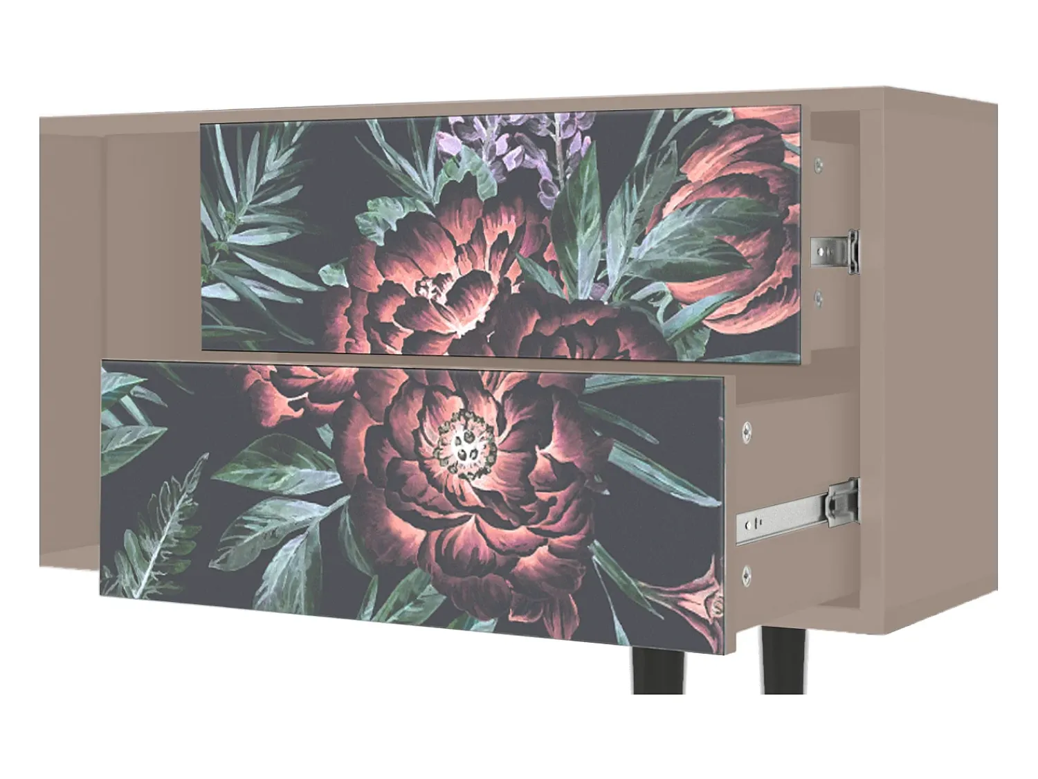Móvel De Tv* Mueble de TV - 170х69х48 cm - T1 - Dark Peonies, Latte Bege