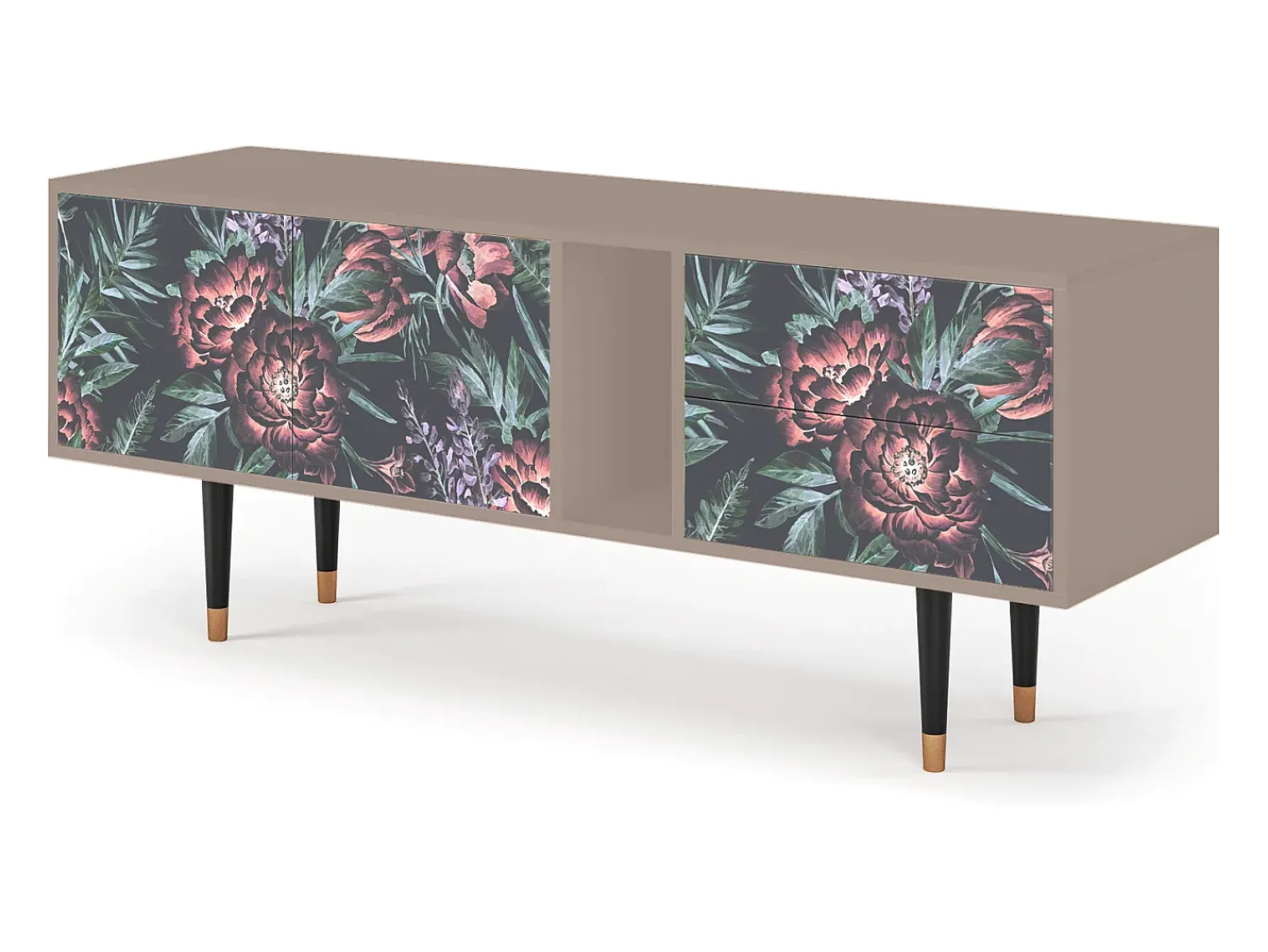 Móvel De Tv* Mueble de TV - 170х69х48 cm - T1 - Dark Peonies, Latte Bege