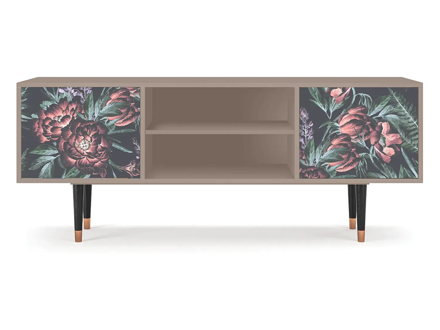 Móvel De Tv* Mueble de TV - 170х69х48 cm - T2 - Dark Peonies, Latte Bege