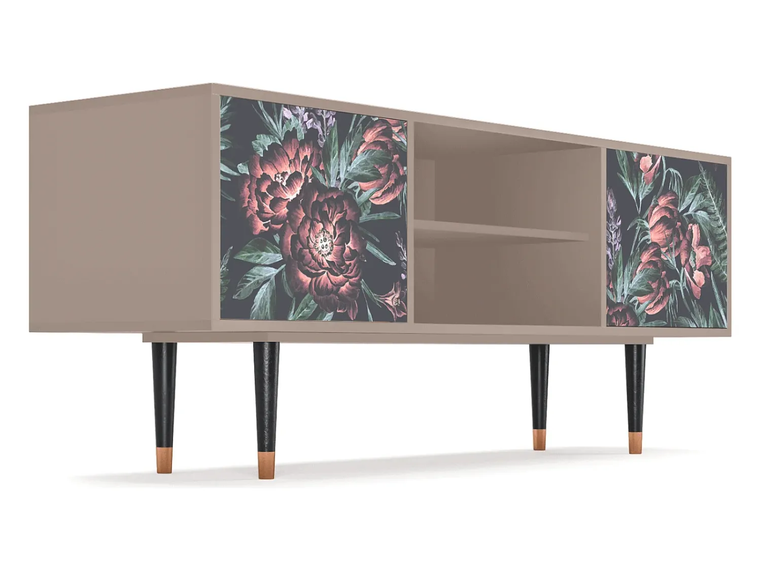 Móvel De Tv* Mueble de TV - 170х69х48 cm - T2 - Dark Peonies, Latte Bege