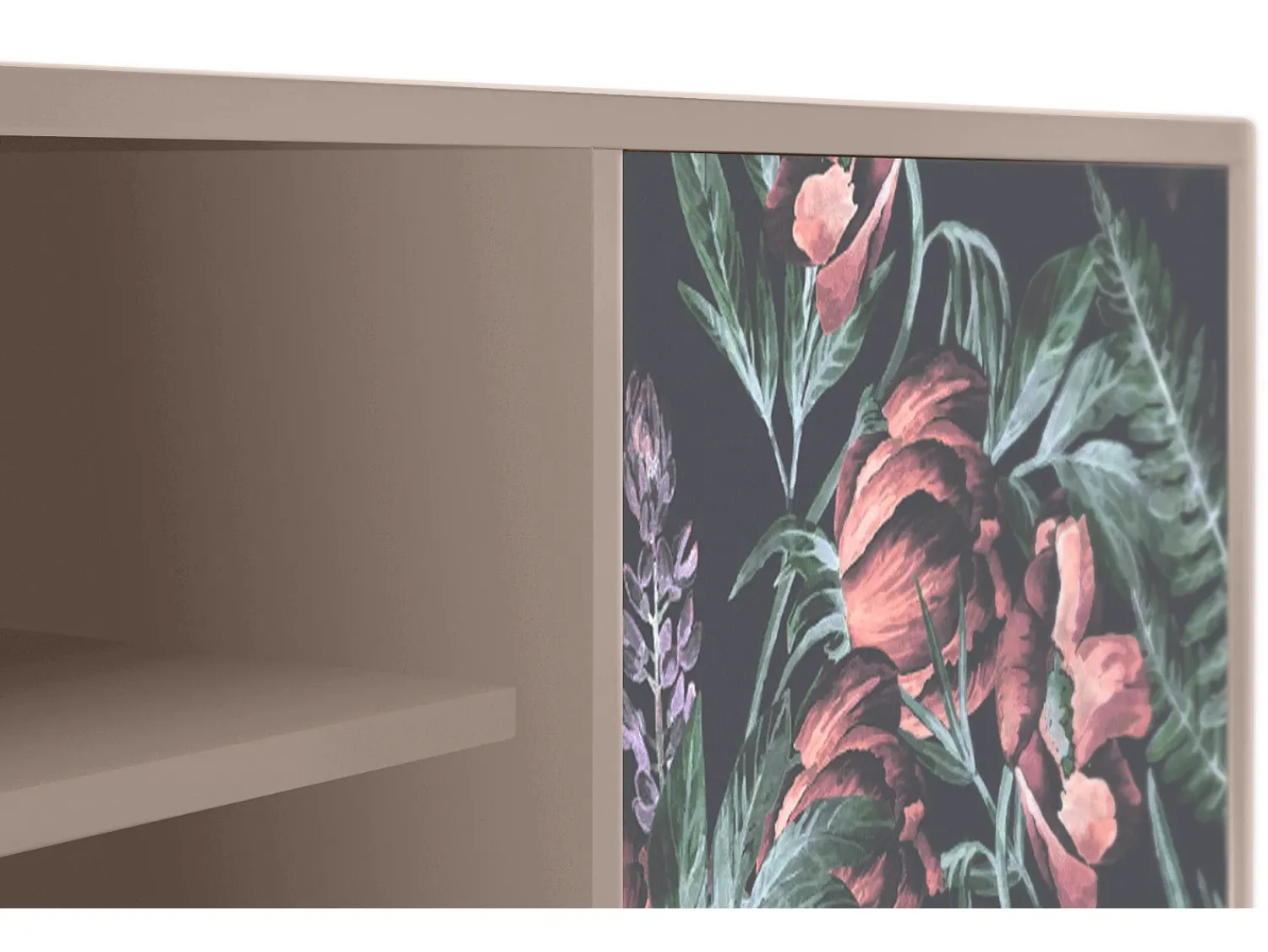 Móvel De Tv* Mueble de TV - 170х69х48 cm - T2 - Dark Peonies, Latte Bege