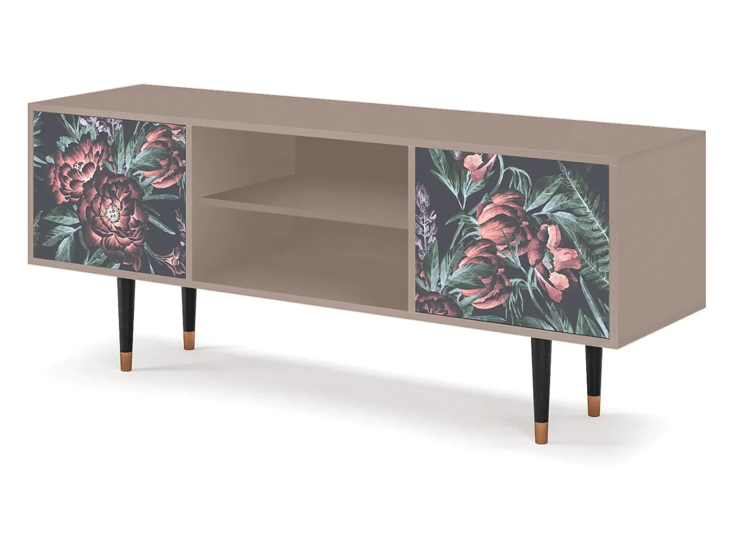 Móvel De Tv* Mueble de TV - 170х69х48 cm - T2 - Dark Peonies, Latte Bege