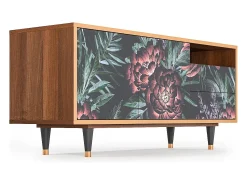 Hot Mueble de TV - 125х56х41 cm - T7 - Dark Peonies, Nogueira Castanho