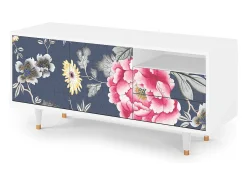 Móvel De Tv* Mueble de TV - 125х56х41 cm - T7 - Dark Flower Bed, Branco Bege