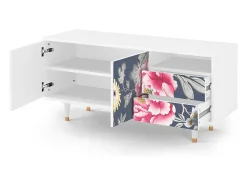Móvel De Tv* Mueble de TV - 125х56х41 cm - T7 - Dark Flower Bed, Branco Bege