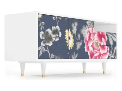Móvel De Tv* Mueble de TV - 125х56х41 cm - T7 - Dark Flower Bed, Branco Bege
