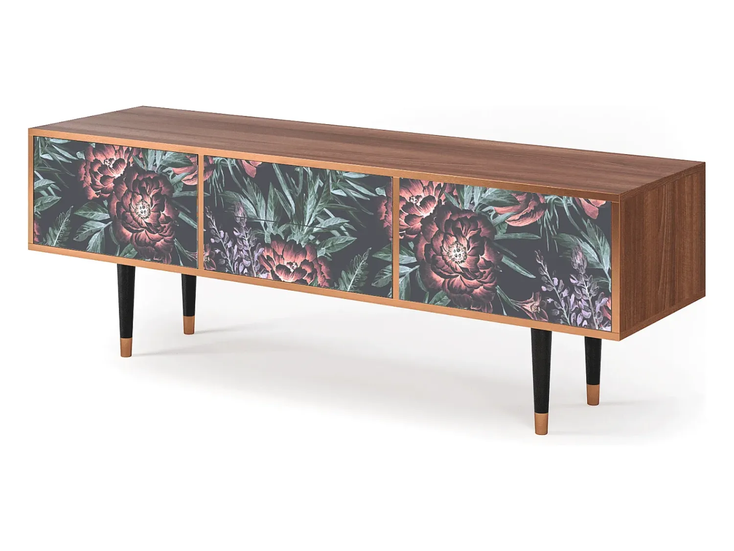 Mueble de TV - 170х59х48 cm - T4 - Dark Peonies, Nogueira^ Móvel De Tv