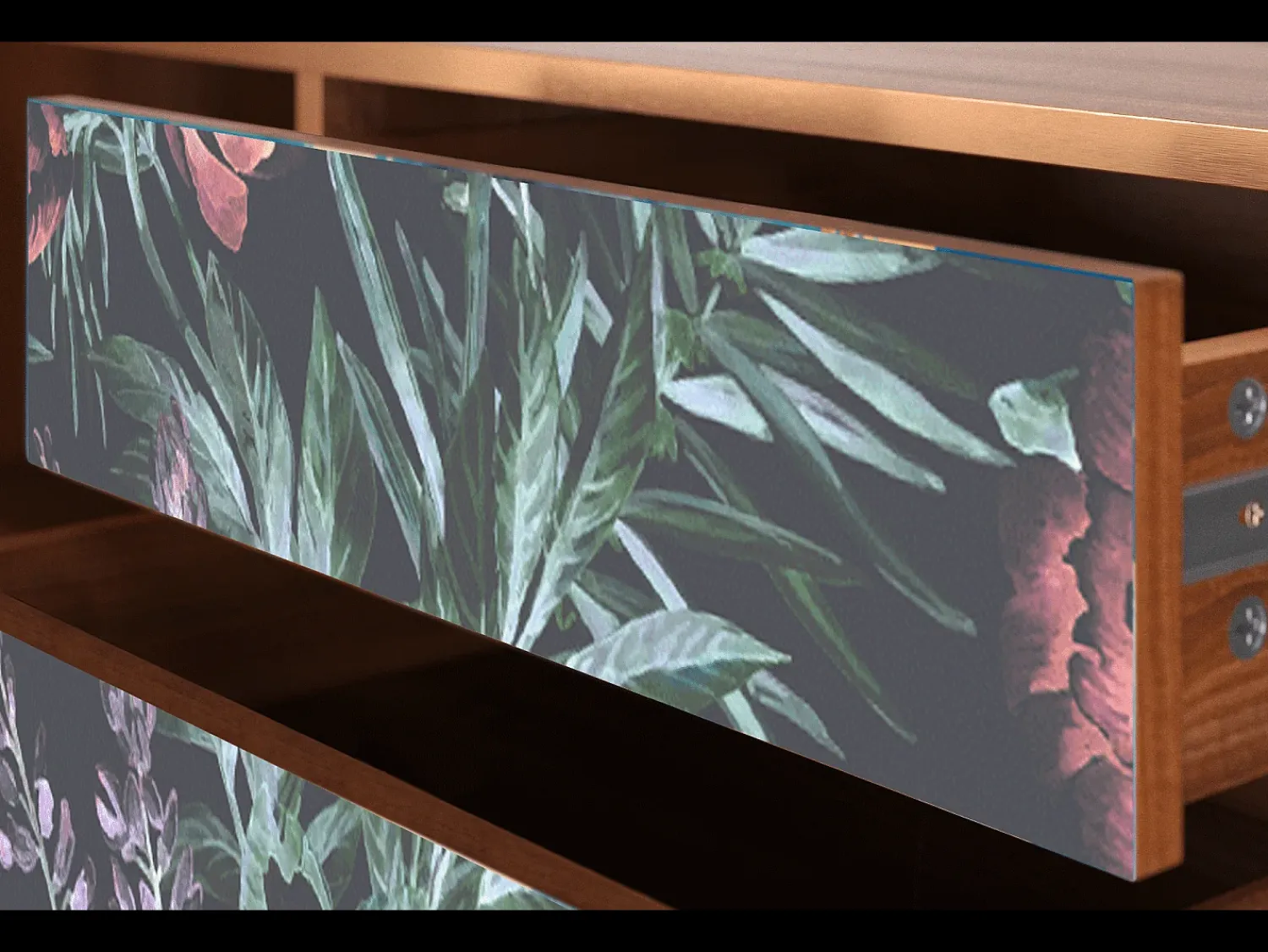 Mueble de TV - 170х59х48 cm - T4 - Dark Peonies, Nogueira^ Móvel De Tv