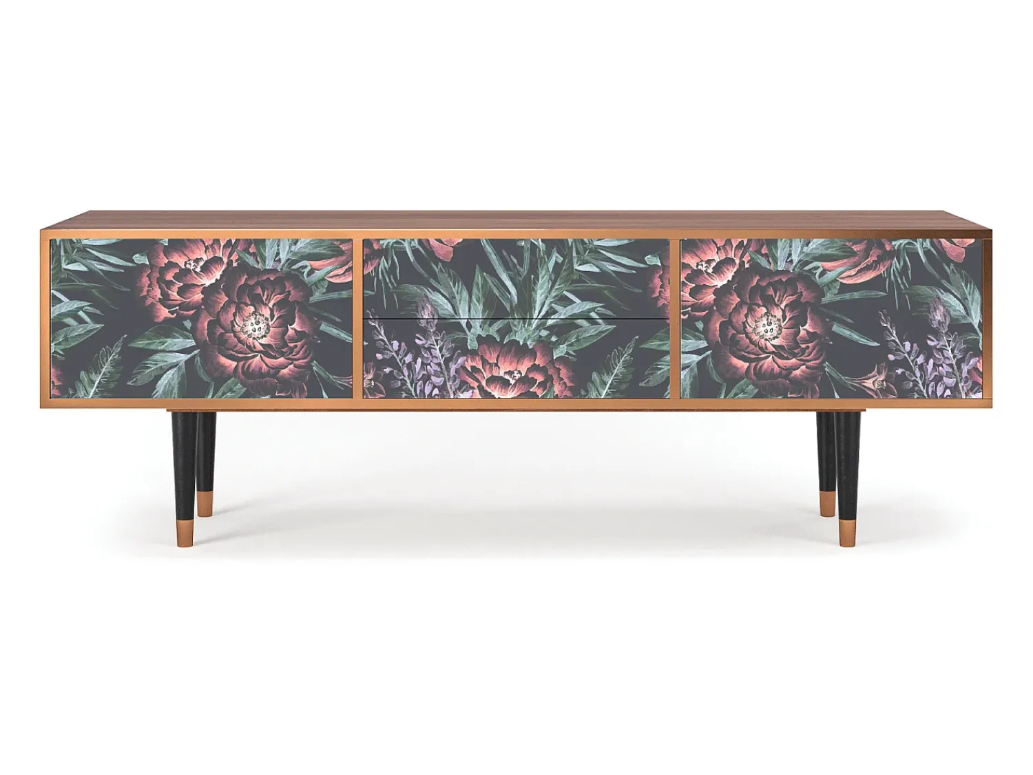 Mueble de TV - 170х59х48 cm - T4 - Dark Peonies, Nogueira^ Móvel De Tv