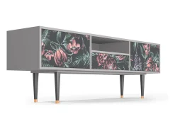 Móvel De Tv| Mueble de TV - 170х59х41 cm - T6 - Dark Peonies, Cinza Cinzento