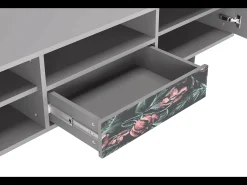Móvel De Tv| Mueble de TV - 170х59х41 cm - T6 - Dark Peonies, Cinza Cinzento
