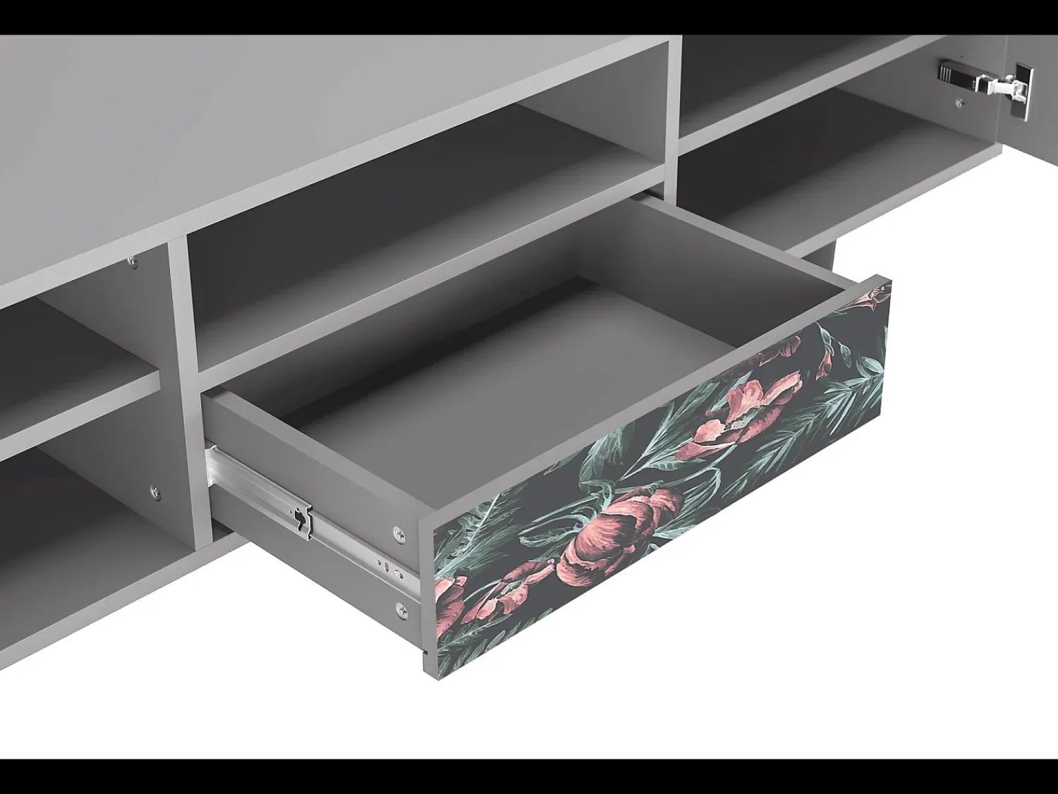Móvel De Tv| Mueble de TV - 170х59х41 cm - T6 - Dark Peonies, Cinza Cinzento