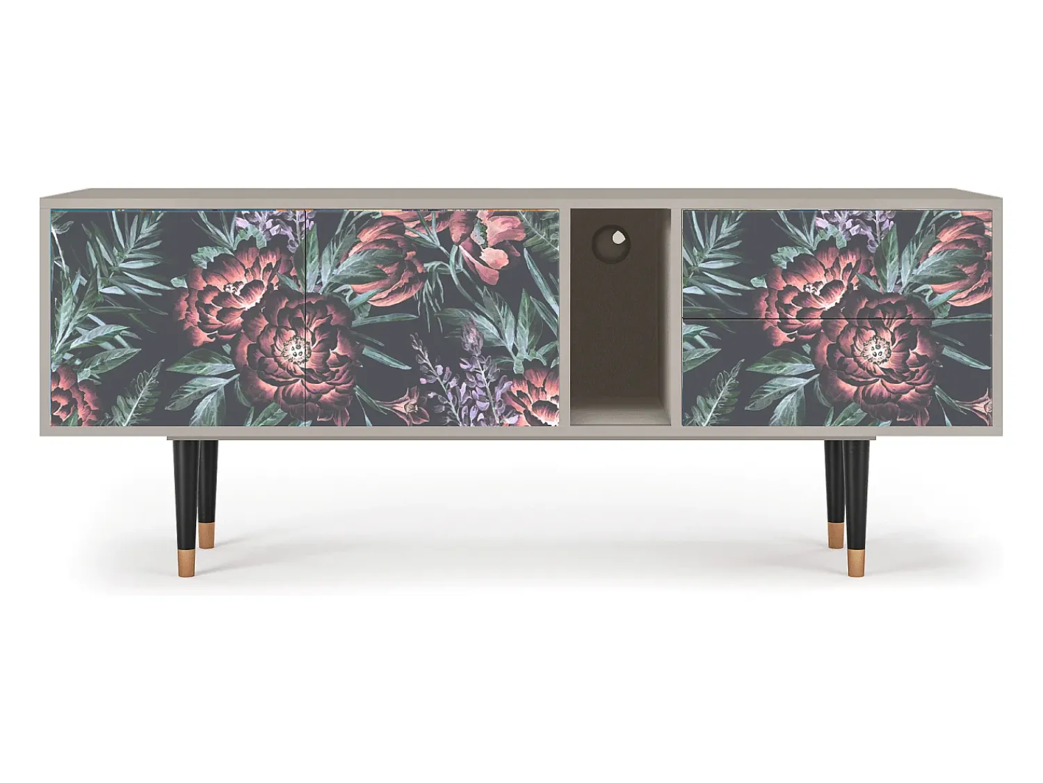 Móvel De Tv| Mueble de TV - 170х69х48 cm - T1 - Dark Peonies, Areia Bege