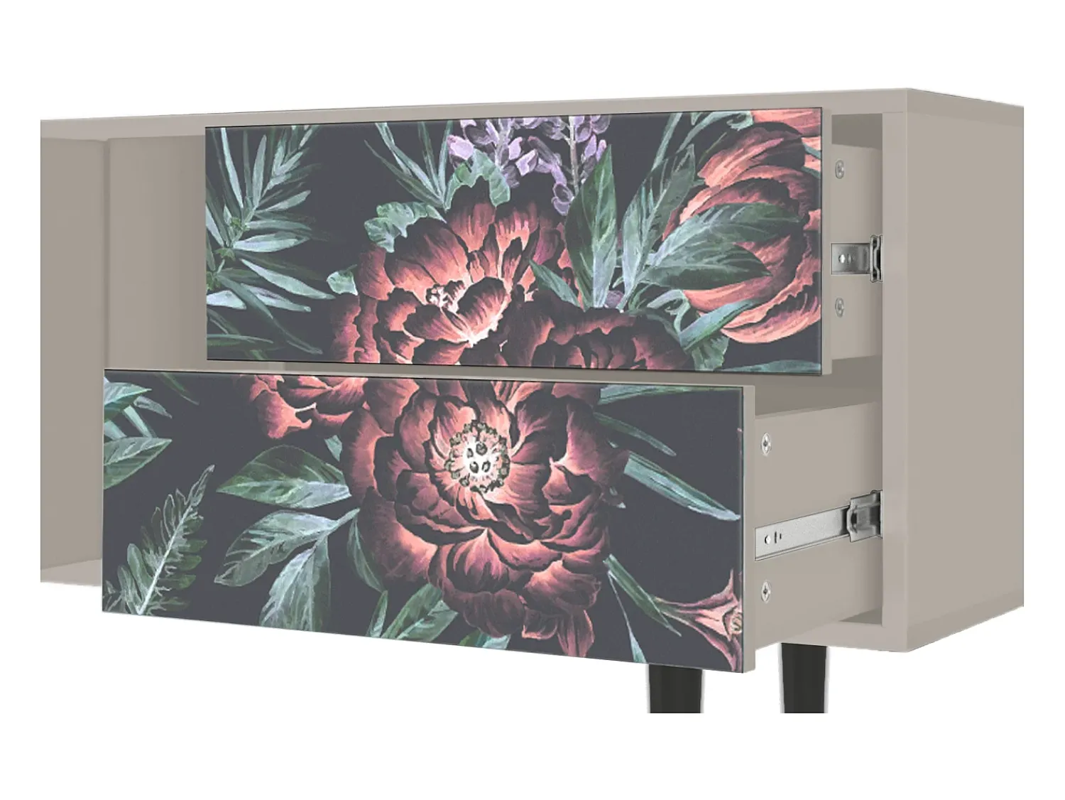 Móvel De Tv| Mueble de TV - 170х69х48 cm - T1 - Dark Peonies, Areia Bege