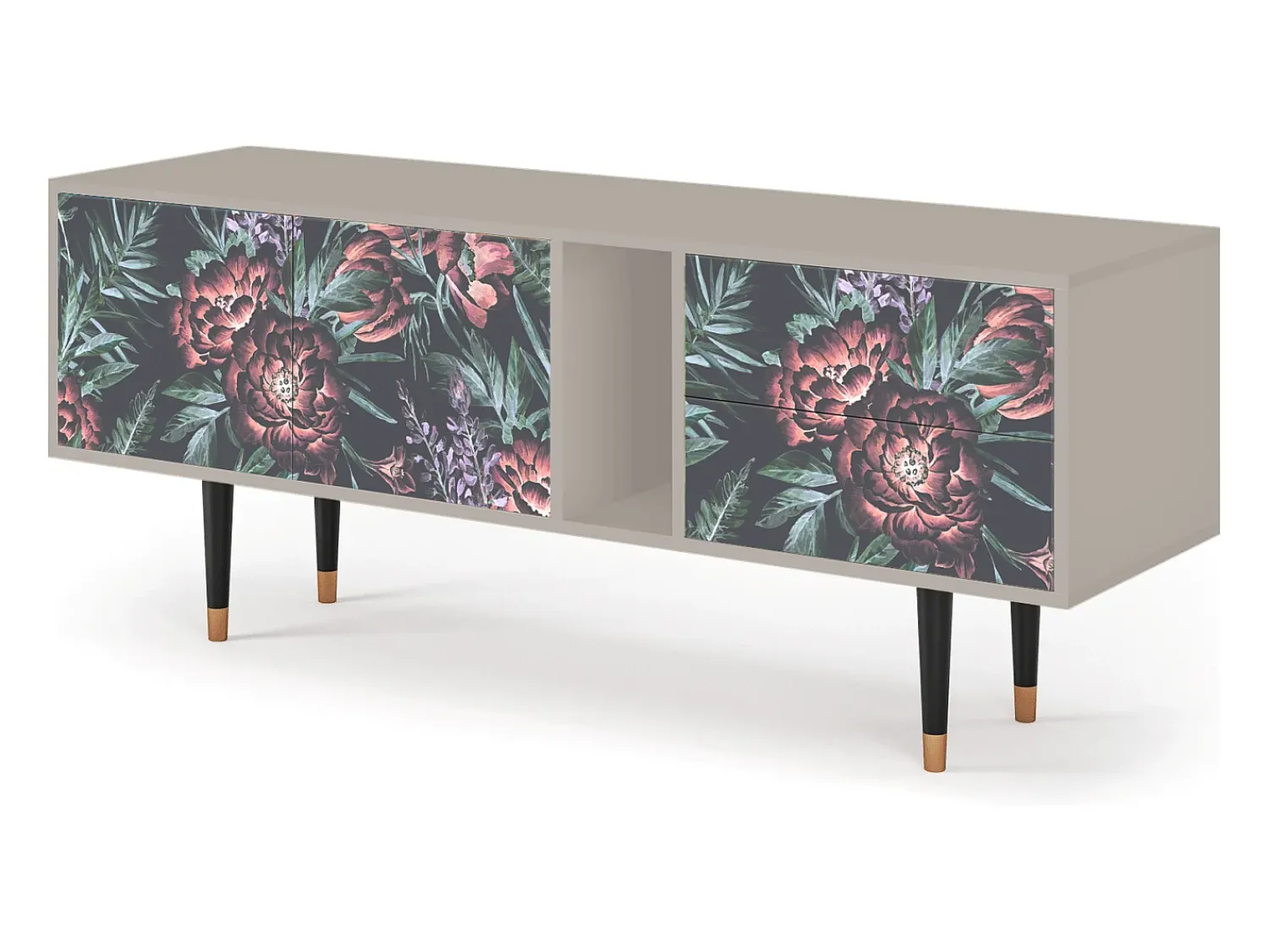 Móvel De Tv| Mueble de TV - 170х69х48 cm - T1 - Dark Peonies, Areia Bege