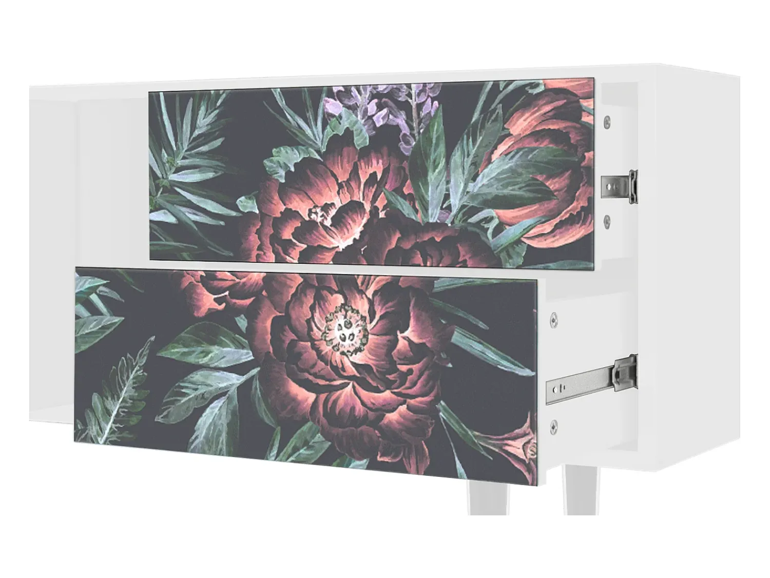 Mueble de TV - 170х69х48 cm - T1 - Dark Peonies, Branco^ Móvel De Tv