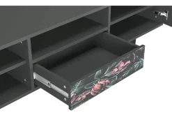 Móvel De Tv| Mueble de TV - 170х59х41 cm - T6 - Dark Peonies, Antracite Cinza antracite