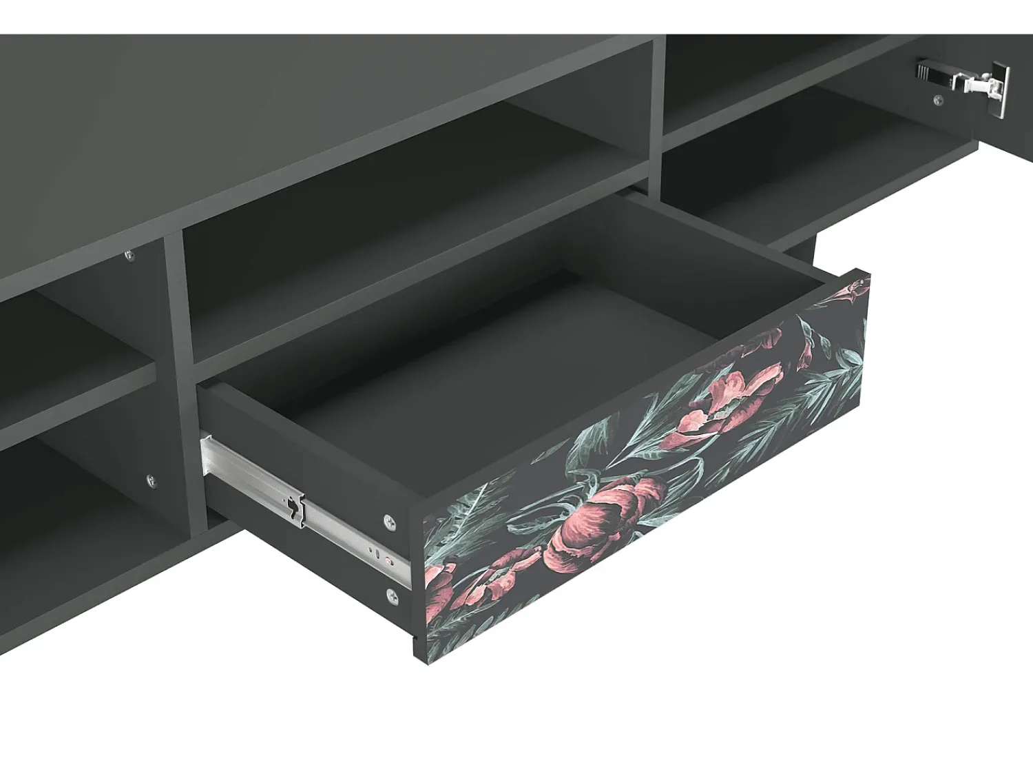 Móvel De Tv| Mueble de TV - 170х59х41 cm - T6 - Dark Peonies, Antracite Cinza antracite