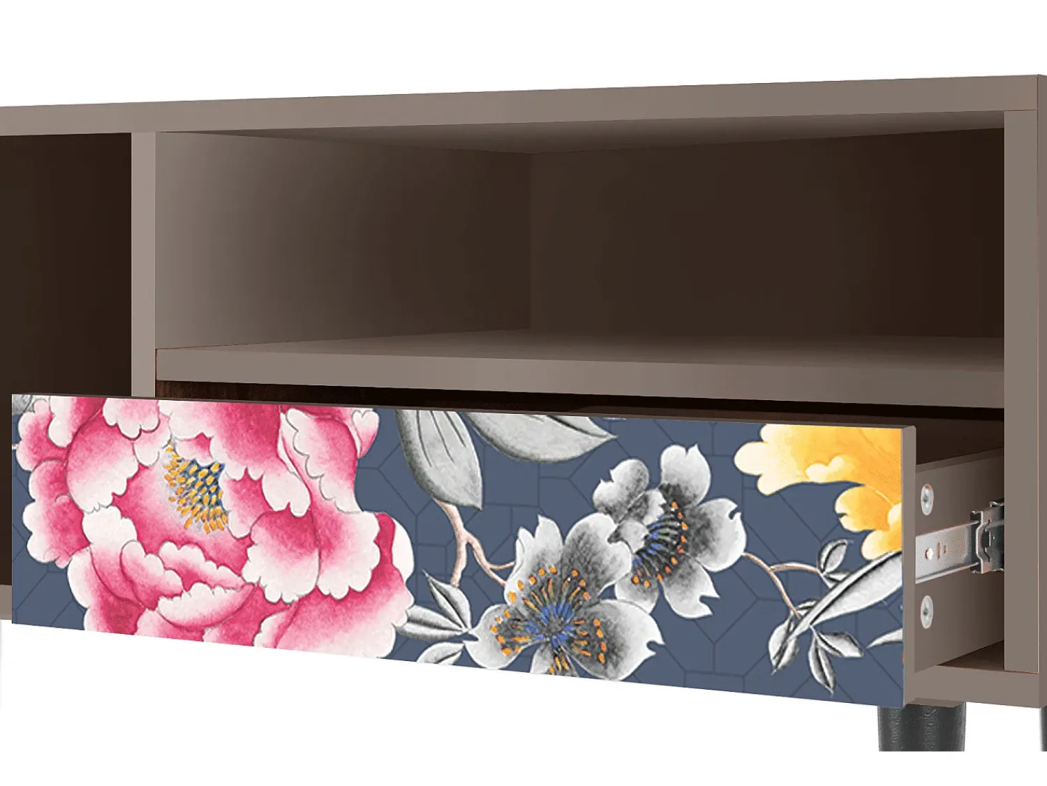 Clearance Mueble de TV - 115х59х48 cm - T3 - Dark Flower Bed, Latte Bege