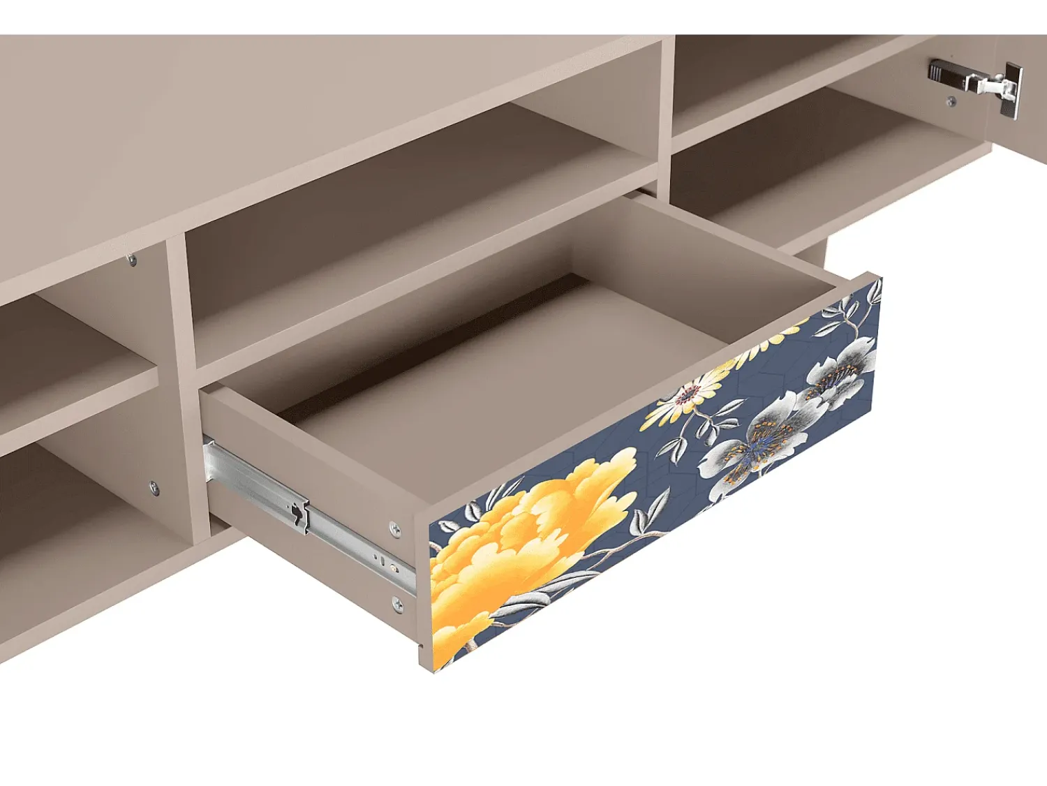 Best Mueble de TV - 170х59х41 cm - T6 - Dark Flower Bed, Latte Bege