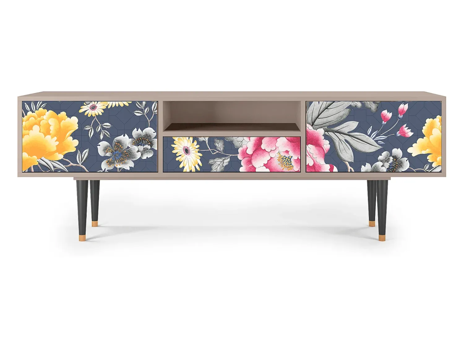 Best Mueble de TV - 170х59х41 cm - T6 - Dark Flower Bed, Latte Bege