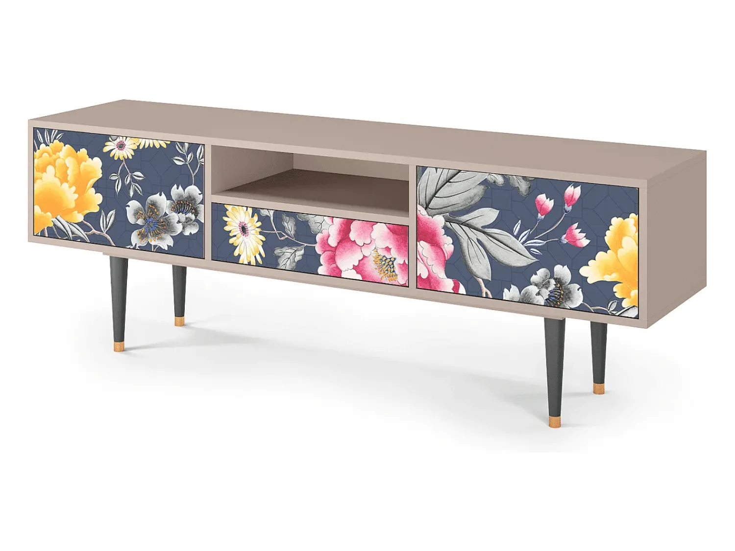 Best Mueble de TV - 170х59х41 cm - T6 - Dark Flower Bed, Latte Bege