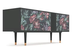 Móvel De Tv| Mueble de TV - 170х69х48 cm - T1 - Dark Peonies, Antracite Cinza antracite