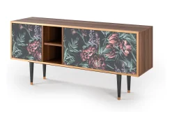 Mueble de TV - 150х69х41 cm - T5 - Dark Peonies, Nogueira^ Móvel De Tv