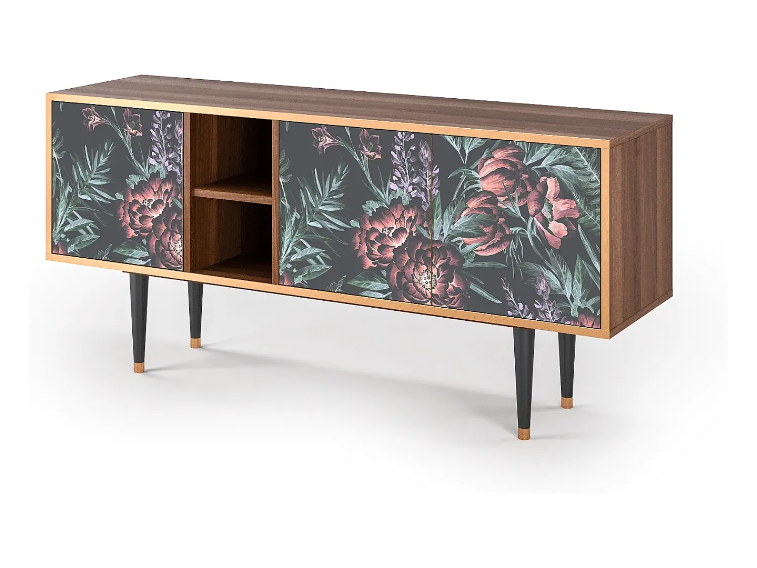 Mueble de TV - 150х69х41 cm - T5 - Dark Peonies, Nogueira^ Móvel De Tv