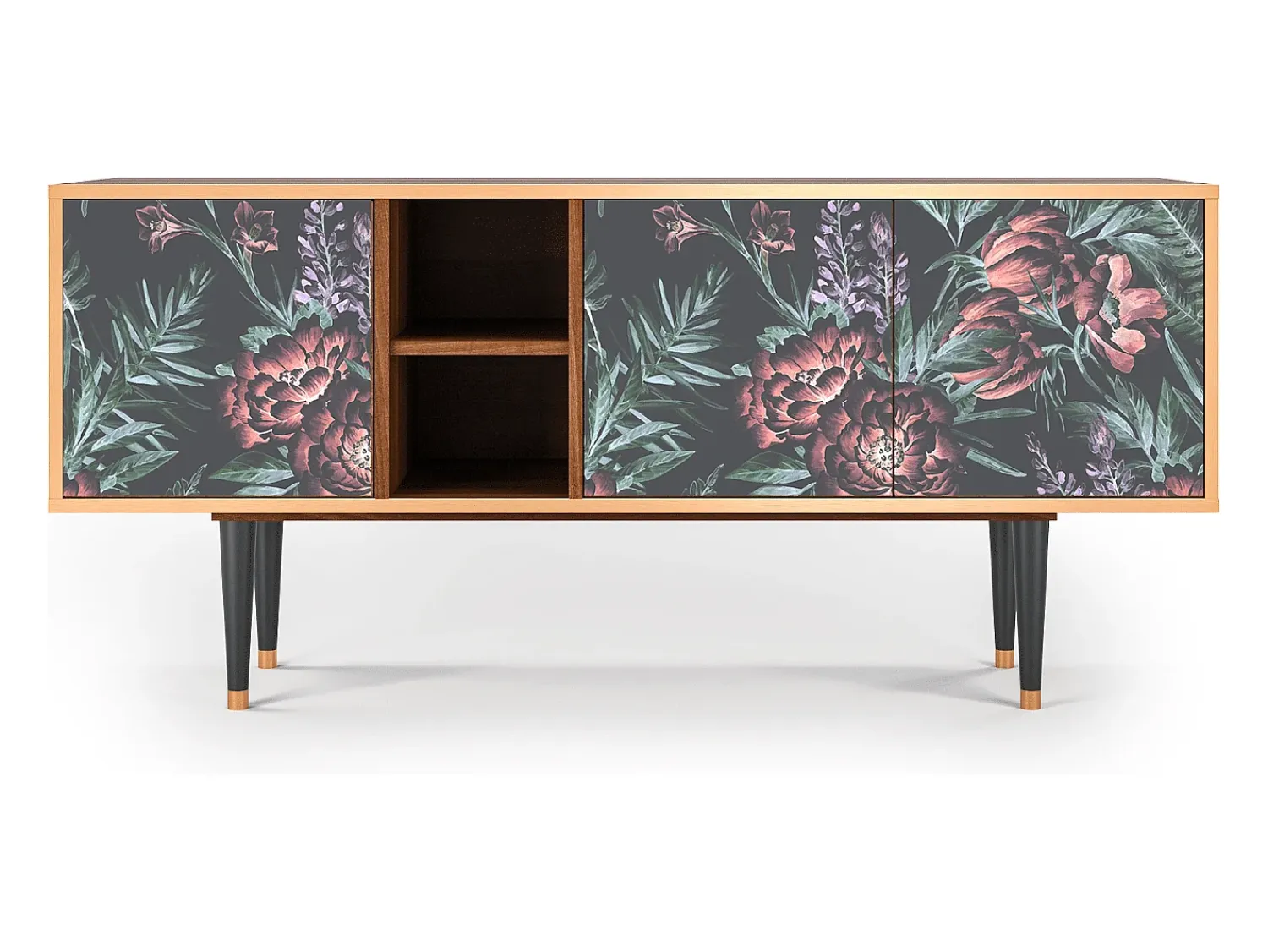 Mueble de TV - 150х69х41 cm - T5 - Dark Peonies, Nogueira^ Móvel De Tv