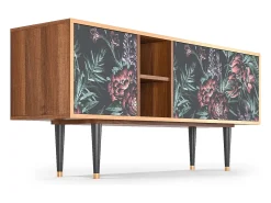 Mueble de TV - 150х69х41 cm - T5 - Dark Peonies, Nogueira^ Móvel De Tv