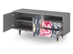 Hot Mueble de TV - 125х56х41 cm - T7 - Dark Flower Bed, Cinza Cinzento