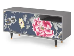 Hot Mueble de TV - 125х56х41 cm - T7 - Dark Flower Bed, Cinza Cinzento