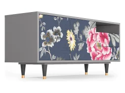 Hot Mueble de TV - 125х56х41 cm - T7 - Dark Flower Bed, Cinza Cinzento