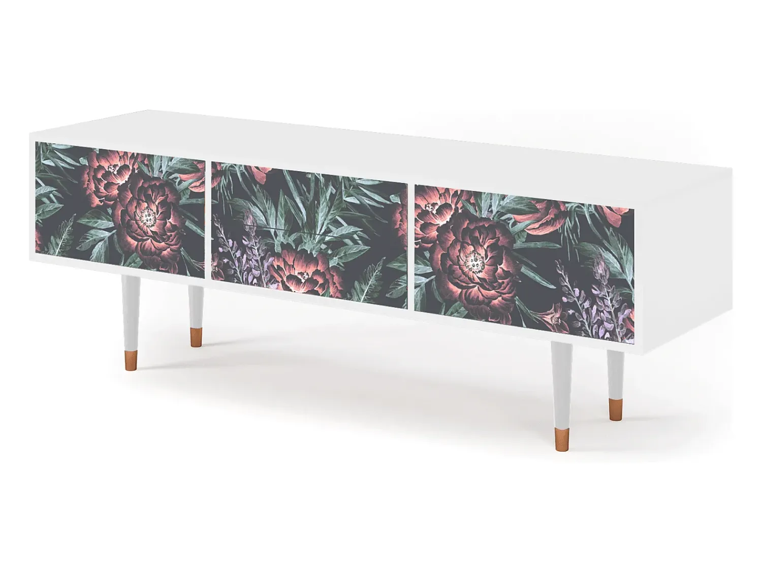 Móvel De Tv| Mueble de TV - 170х59х48 cm - T4 - Dark Peonies, Branco Bege