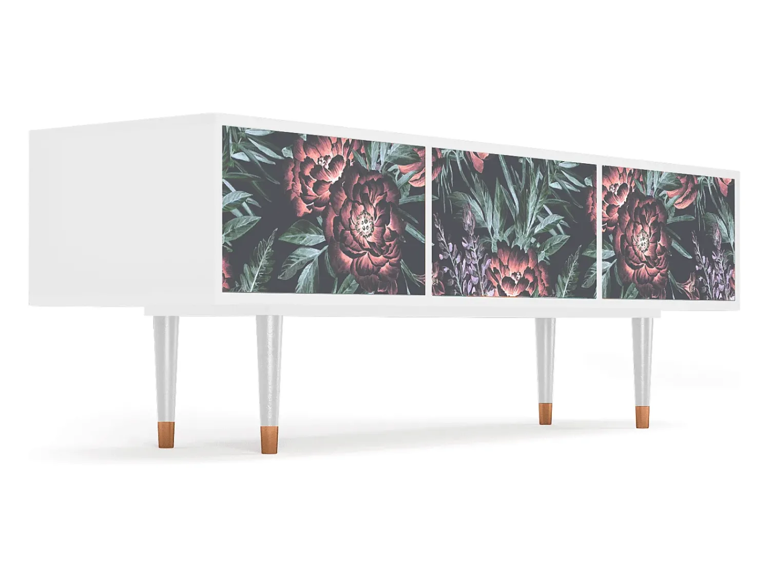 Móvel De Tv| Mueble de TV - 170х59х48 cm - T4 - Dark Peonies, Branco Bege