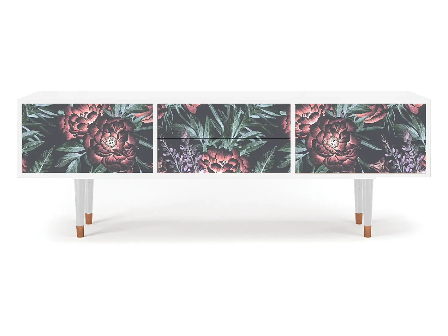 Móvel De Tv| Mueble de TV - 170х59х48 cm - T4 - Dark Peonies, Branco Bege