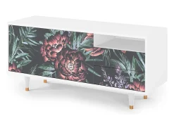 Mueble de TV - 125х56х41 cm - T7 - Dark Peonies, Branco^ Móvel De Tv