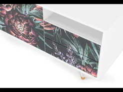 Mueble de TV - 125х56х41 cm - T7 - Dark Peonies, Branco^ Móvel De Tv